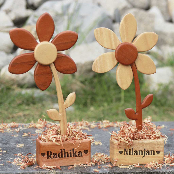 Handmade Wooden Flower: Set Of 2 | Gift For Couples | Anniversary
