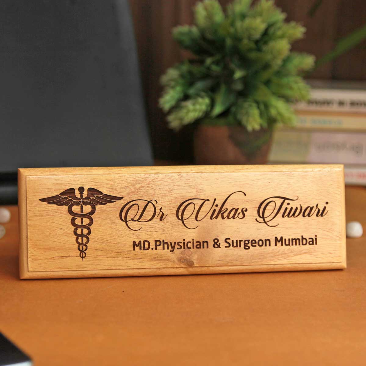 Personalized Wooden Nameplate for Doctors