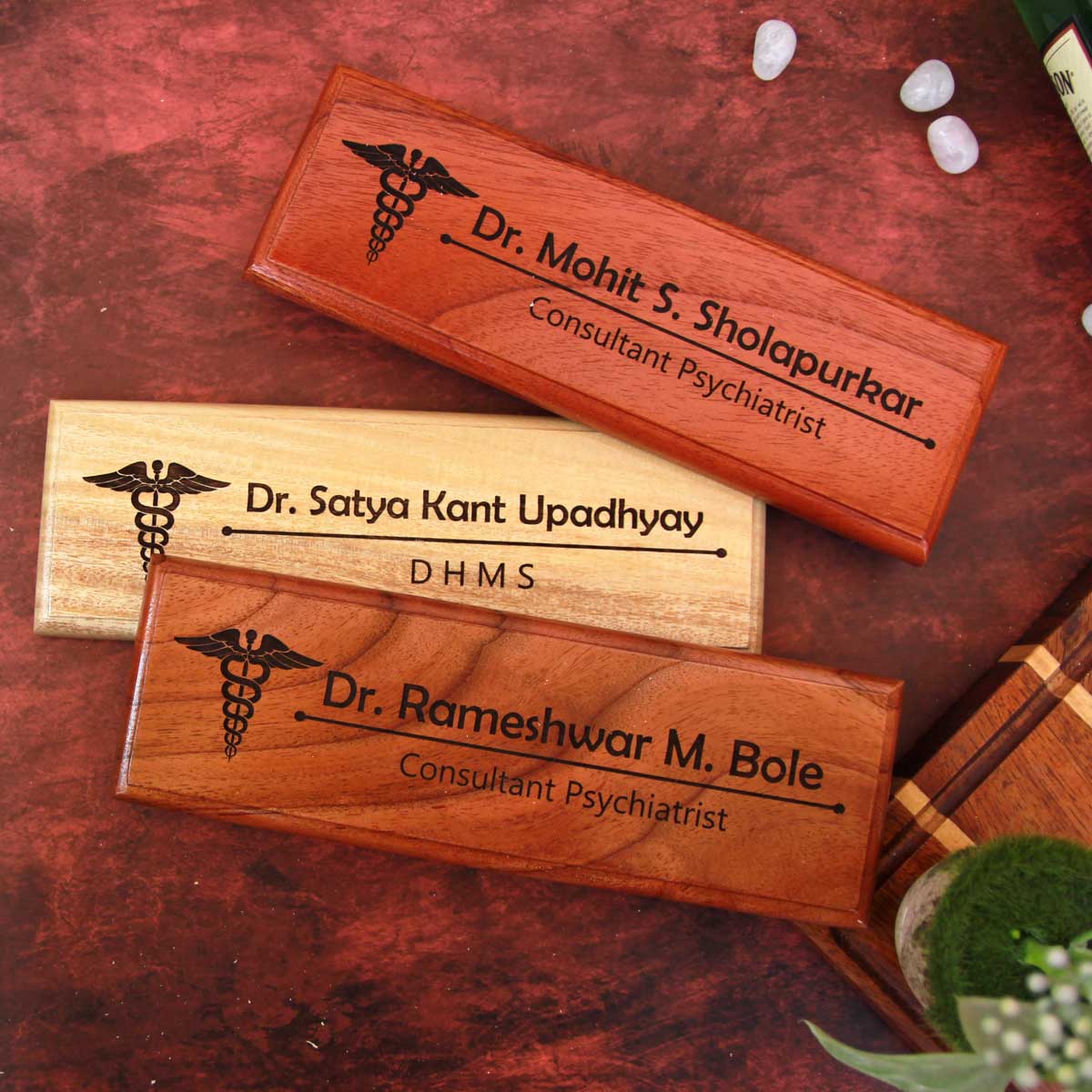 Personalized Wooden Nameplate for Doctors