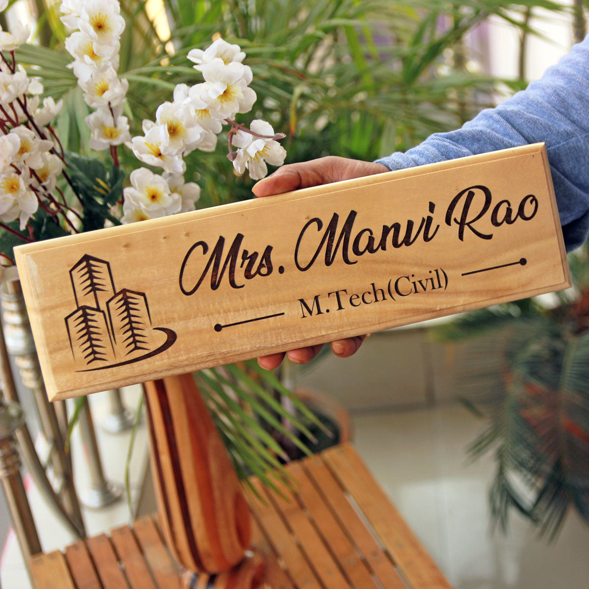 Personalized Wooden Nameplate for Architects
