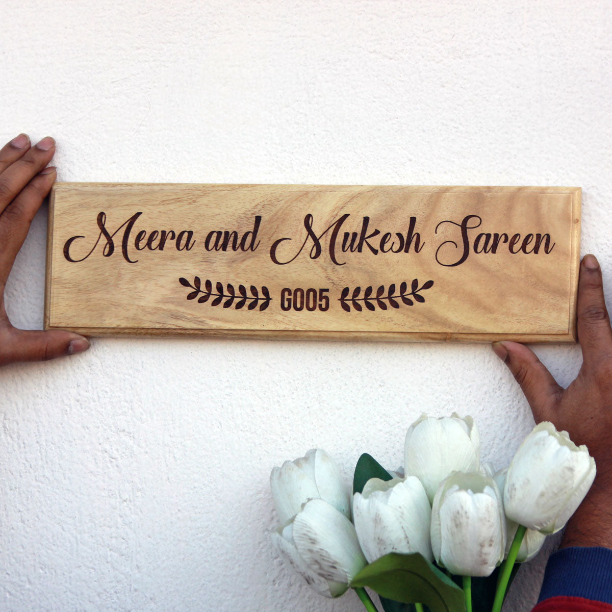 Personalized Wooden Nameplate for Husband &amp; Wife
