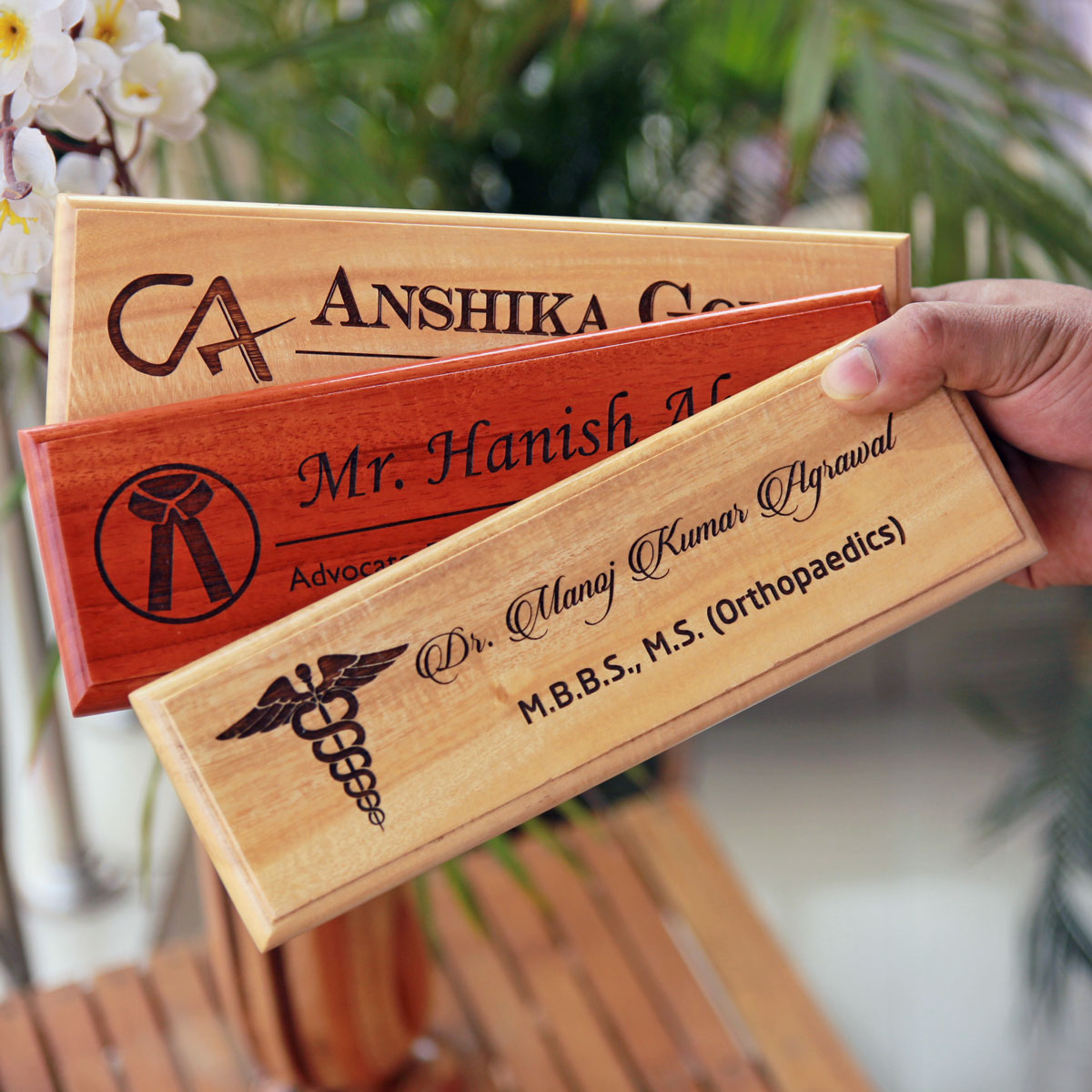 Custom Made Mahogany Wooden Nameplate by Woodgeek Store - Customize Your Own Wooden Sign