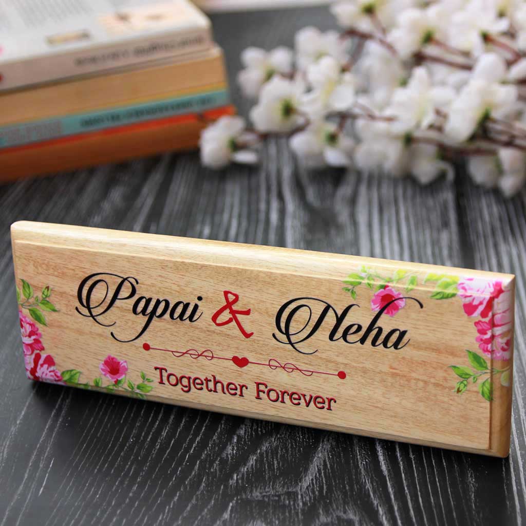 Personalized Wooden Nameplate for Home & Couples | Prints On Wood
