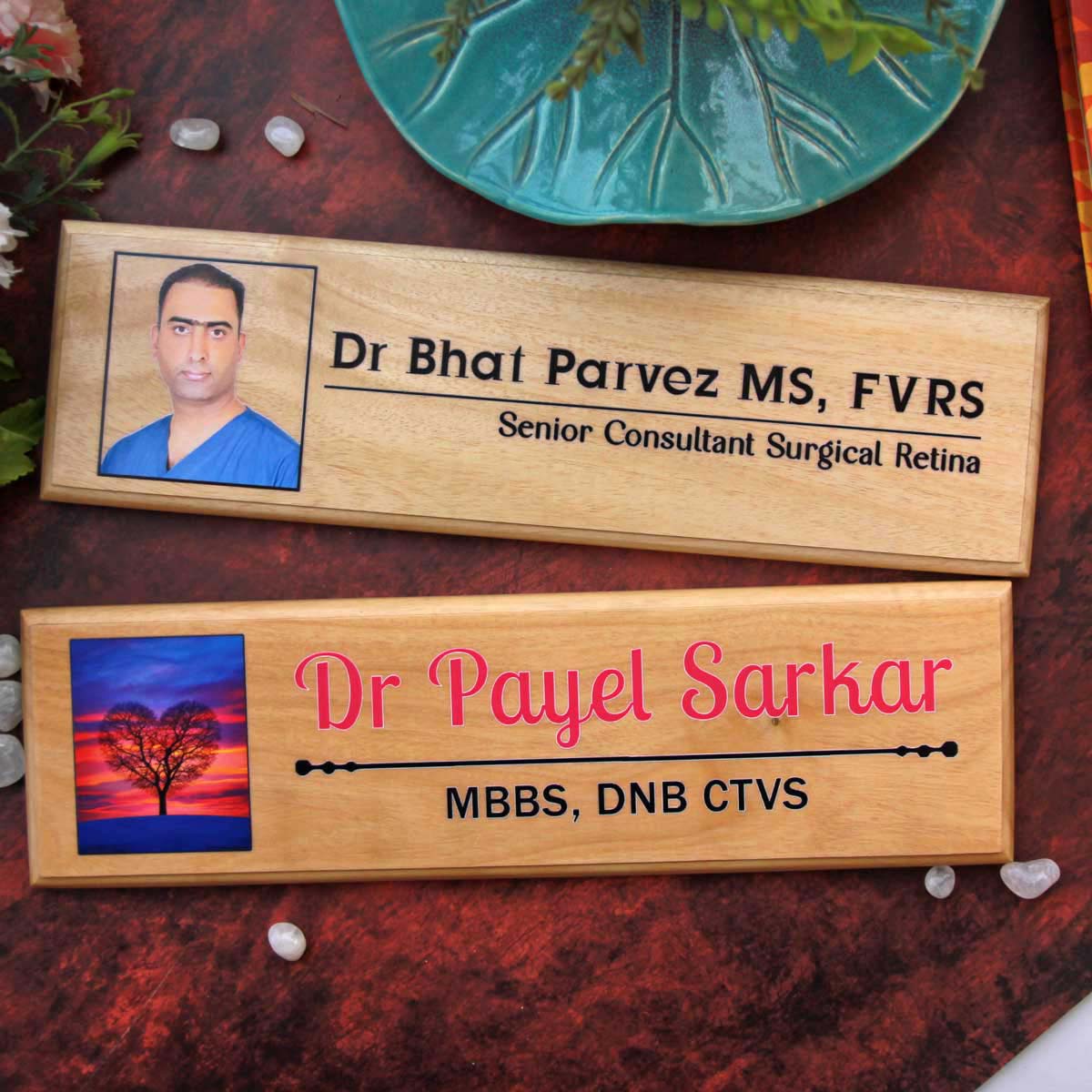 Personalized Wooden Nameplate With Colour Photo | Prints On Wood