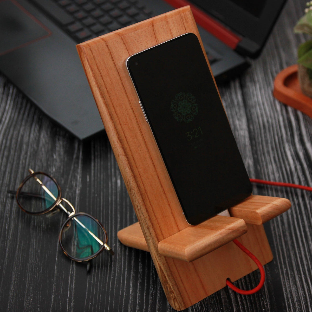 Engraved Wooden Mobile Phone Stand | Personalized Birthday Gift