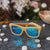 The Journeyman brown square wooden sunglasses - Blue mirror lens