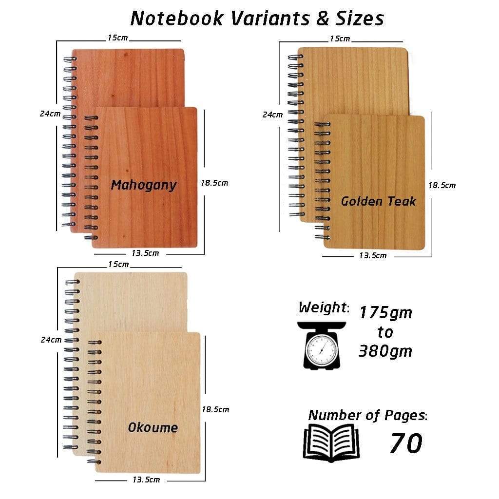 Wooden Notebook Specifications - Woodgeek Store