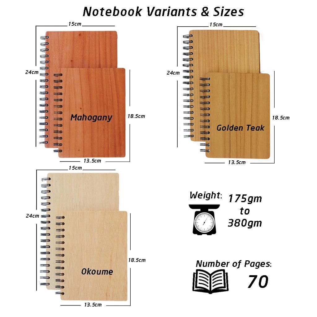 Wooden Notebook Specifications - Woodgeek Store